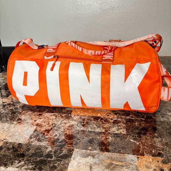 PINK Victoria's Secret Bold Orange Duffel Bag - Picture 2 of 7